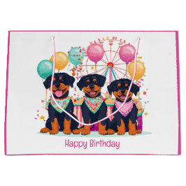 Happy Birthday Rottweiler Hunde im Karneval Große Geschenktüte