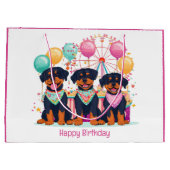 Happy Birthday Rottweiler Hunde im Karneval Große Geschenktüte (Rückseite)