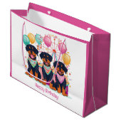 Happy Birthday Rottweiler Hunde im Karneval Große Geschenktüte (Vorderseite Schrägansicht)