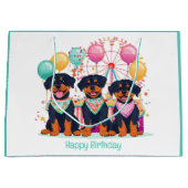 Happy Birthday Rottweiler Hunde im Karneval Große Geschenktüte (Vorderseite)