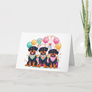 Happy Birthday Rottweiler Hunde im Karneval Karte