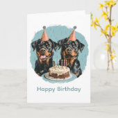 Happy Birthday Rottweiler Hunde Karte (Gelbe Blume)