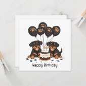 Happy Birthday Rottweiler Hunde Karte (Vorderseite/Rückseite Beispiel)