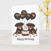 Happy Birthday Rottweiler Hunde Karte (Gelbe Blume)