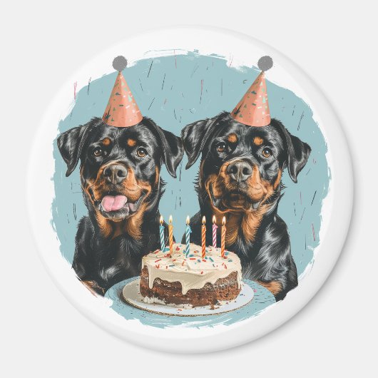 Happy Birthday Rottweiler Hunde Magnet (Vorne)