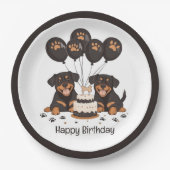 Happy Birthday Rottweiler Hunde Pappteller (Vorderseite)