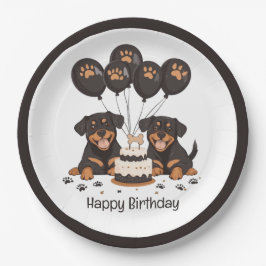 Happy Birthday Rottweiler Hunde Pappteller