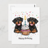 Happy Birthday Rottweiler Hunde Postkarte (Vorne/Hinten)