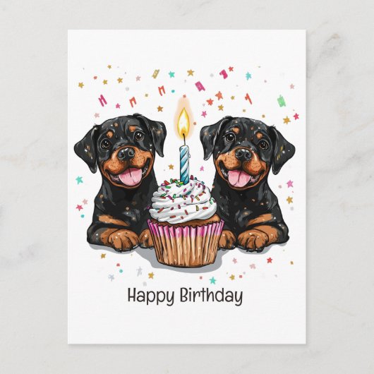 Happy Birthday Rottweiler Hunde Postkarte (Vorderseite)