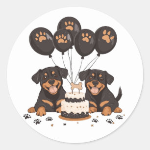 Happy Birthday Rottweiler Hunde Runder Aufkleber