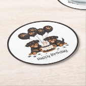 Happy Birthday Rottweiler Hunde Runder Pappuntersetzer (Angewinkelt)