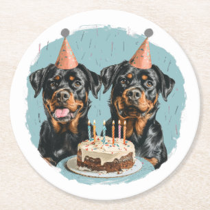 Happy Birthday Rottweiler Hunde Runder Pappuntersetzer