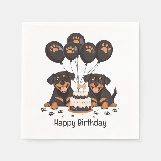 Happy Birthday Rottweiler Hunde Serviette (Vorderseite)