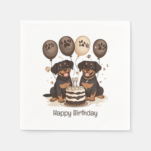 Happy Birthday Rottweiler Hunde Serviette (Vorderseite)