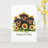 Happy Birthday Rottweiler Hunde Sonnenblumen Karte (Gelbe Blume)