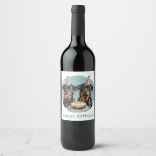 Happy Birthday Rottweiler Hunde Weinetikett