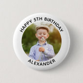 Happy Birthday Round Foto White Button (Vorderseite)