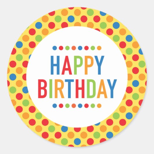 Happy Birthday Round Sticker (Vorderseite)