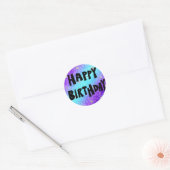 Happy Birthday Round Sticker mit Blume (Umschlag)