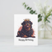 Happy Birthday Royal Rottweiler Dog Queen Crown Postkarte (Stehend Vorderseite)