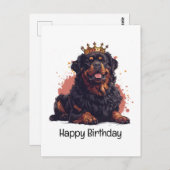 Happy Birthday Royal Rottweiler Dog Queen Crown Postkarte (Vorne/Hinten)