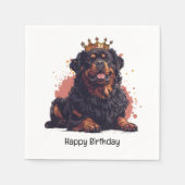 Happy Birthday Royal Rottweiler Dog Queen Crown Serviette (Vorderseite)