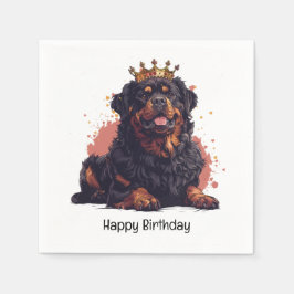 Happy Birthday Royal Rottweiler Dog Queen Crown Serviette