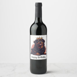 Happy Birthday Royal Rottweiler Dog Queen Crown Weinetikett