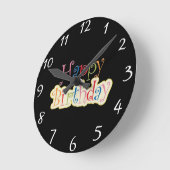 Happy Birthday Runde Wanduhr (Winkel)