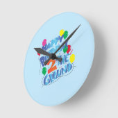 Happy Birthday Runde Wanduhr (Winkel)