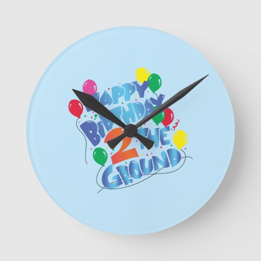 Happy Birthday Runde Wanduhr (Vorderseite)