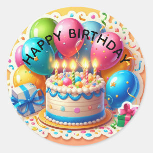 Happy Birthday Runder Aufkleber