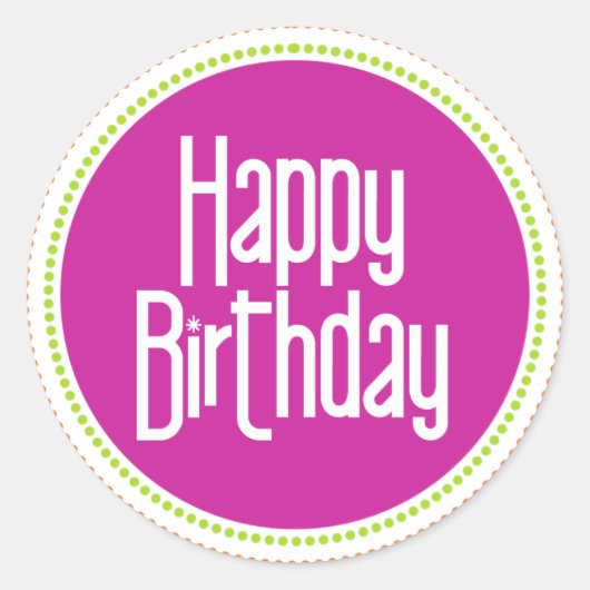Happy Birthday Runder Aufkleber (Vorderseite)