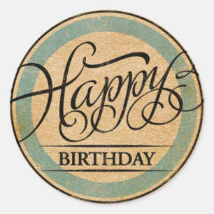 Happy Birthday Runder Aufkleber