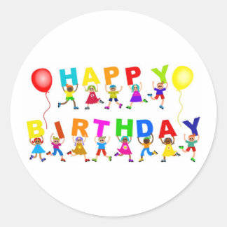 Happy Birthday Runder Aufkleber