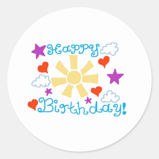 Happy Birthday  Runder Aufkleber (Vorderseite)
