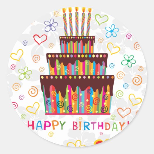 Happy Birthday Runder Aufkleber (Vorderseite)