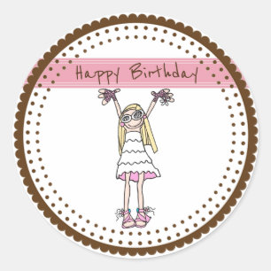 Happy Birthday Runder Aufkleber