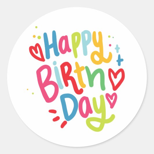 Happy Birthday Runder Aufkleber (Vorderseite)