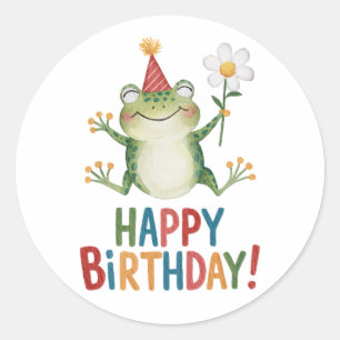 Happy Birthday Runder Aufkleber