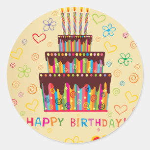 Happy Birthday Runder Aufkleber