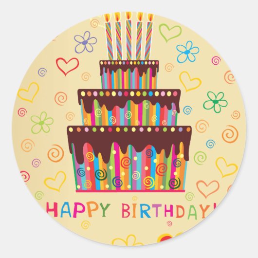 Happy Birthday Runder Aufkleber (Vorderseite)
