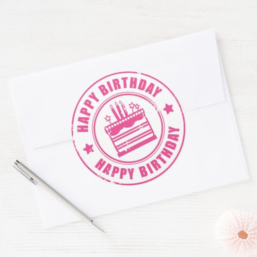 Happy Birthday Runder Aufkleber (Umschlag)