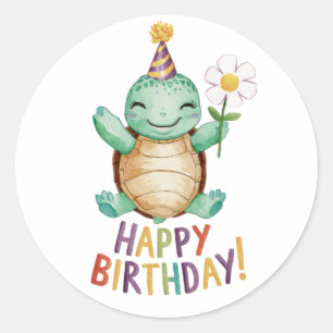 Happy Birthday Runder Aufkleber