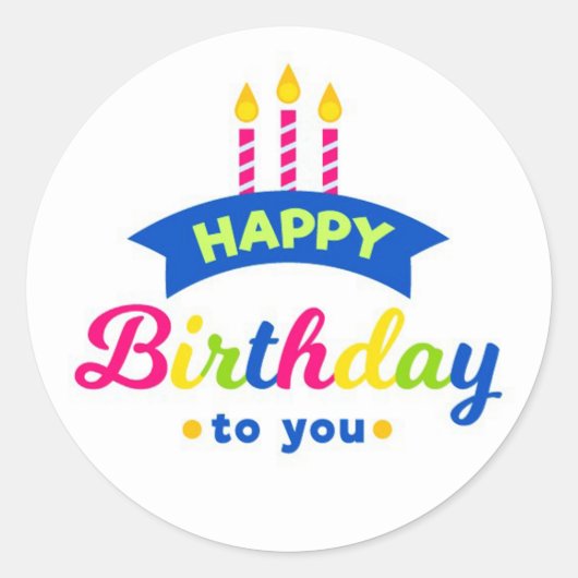 Happy Birthday Runder Aufkleber (Vorderseite)