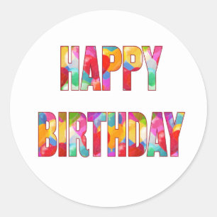Happy Birthday Runder Aufkleber