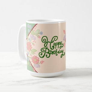 Happy Birthday Runder Aufkleber Kaffeetasse