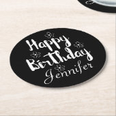 Happy Birthday Runder Pappuntersetzer (Angewinkelt)