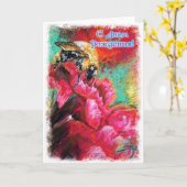 Happy Birthday Russian Card mit einer Hummel Karte (Gelbe Blume)