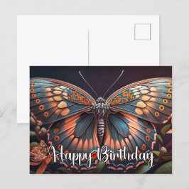 Happy Birthday Rustic Beautiful Butterfly Art Feiertagspostkarte